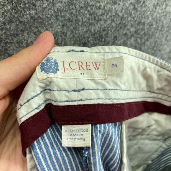 5/$45 J. Crew Shorts Men 34 Blue Striped Mid Rise Bermuda Flat Front Cotton - Picture 8 of 9
